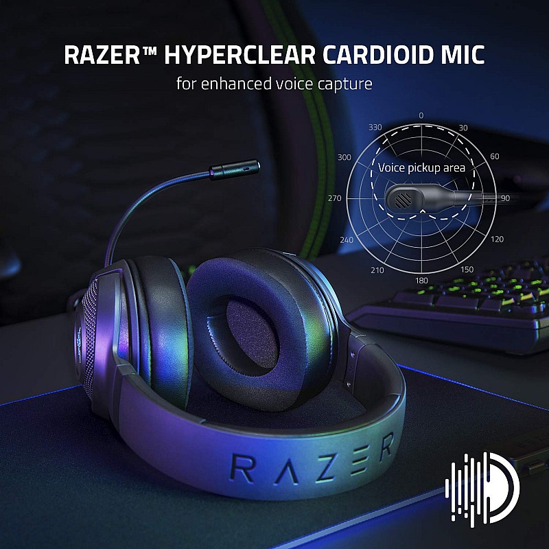 Razer Kraken V3 X Wired Gaming On Ear Headset: 7.1 Surround Sound for PC - Classic Black