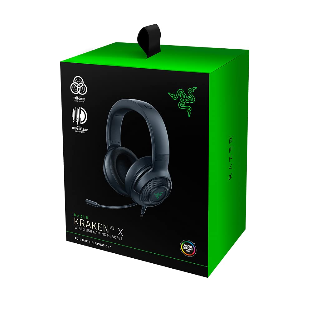 Razer Kraken V3 X Wired Gaming On Ear Headset: 7.1 Surround Sound for PC - Classic Black
