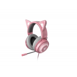 Razer kraken kitty ears chroma usb rgb gaming wired over ear headphones with mic pink