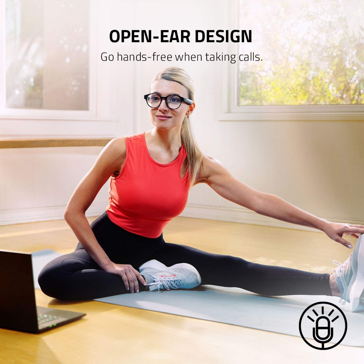 Razer Unisex Anzu Smart Glasses: Blue Light Filtering & Polarized Sunglass Lenses - Low Latency Audio - Built-in Mic & Speakers - Touch & Voice Assistant Compatible - 5hrs Battery - Round/Large