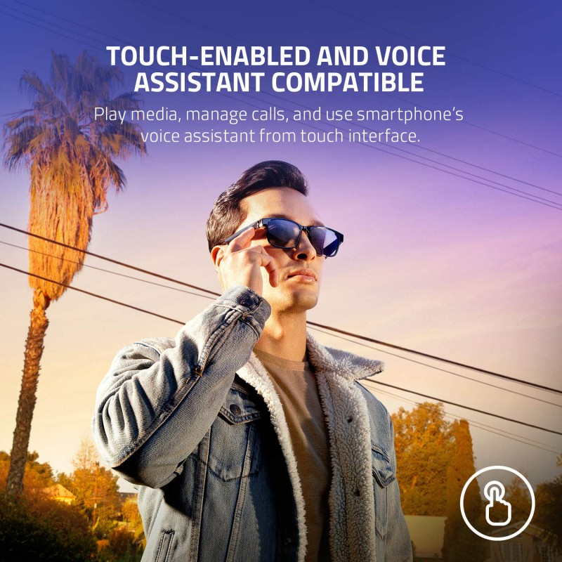 Razer Unisex Anzu Smart Glasses: Blue Light Filtering & Polarized Sunglass Lenses - Low Latency Audio - Built-in Mic & Speakers - Touch & Voice Assistant Compatible - 5hrs Battery - Round/Large Razer Unisex Anzu Smart Glasses: Blue Light Filtering & Polarized Sunglass Lenses - Low Latency Audio - Built-in Mic & Speakers - Touch & Voice Assistant Compatible - 5hrs Battery - Round/Large