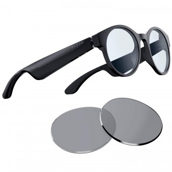 Razer Unisex Anzu Smart Glasses: Blue Light Filtering & Polarized Sunglass Lenses - Low Latency Audio - Built-in Mic & Speakers - Touch & Voice Assistant Compatible - 5hrs Battery - Round/Large