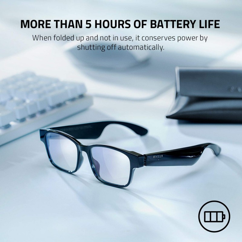 Razer Unisex Anzu Smart Glasses: Blue Light Filtering & Polarized Sunglass Lenses - Low Latency Audio - Built-in Mic & Speakers - Touch & Voice Assistant Compatible - 5hrs Battery - Round/Large Razer Unisex Anzu Smart Glasses: Blue Light Filtering & Polarized Sunglass Lenses - Low Latency Audio - Built-in Mic & Speakers - Touch & Voice Assistant Compatible - 5hrs Battery - Round/Large