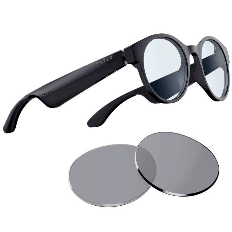Razer Unisex Anzu Smart Glasses: Blue Light Filtering & Polarized Sunglass Lenses - Low Latency Audio - Built-in Mic & Speakers - Touch & Voice Assistant Compatible - 5hrs Battery - Round/Large Razer Unisex Anzu Smart Glasses: Blue Light Filtering & Polarized Sunglass Lenses - Low Latency Audio - Built-in Mic & Speakers - Touch & Voice Assistant Compatible - 5hrs Battery - Round/Large