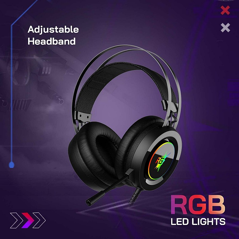 Redgear Cloak Wired RGB Gaming Headphones with Microphone for PC Black