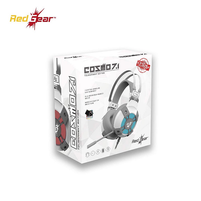 Redgear Cosmo 7.1 USB Wired Gaming Headphones with RGB LED Effect (White)