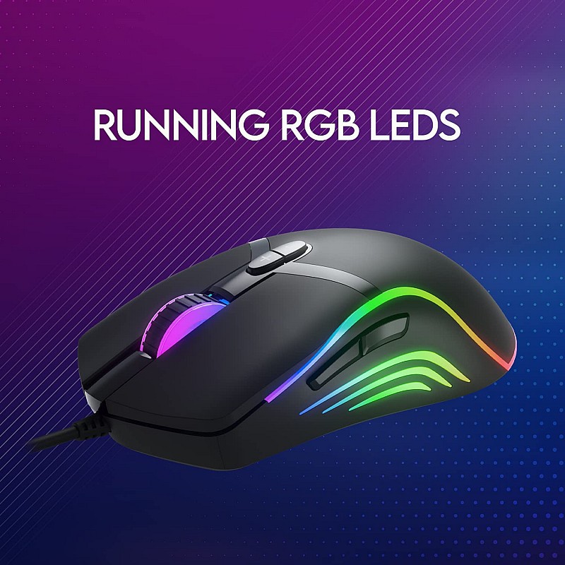 Redgear F-15 Wired Optical Gaming Mouse with Running RGB LEDs, 5 Million Durable Click Switches and Upto 6400 dpi for PC Gamers