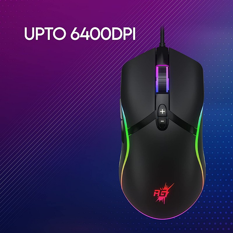 Redgear F-15 Wired Optical Gaming Mouse with Running RGB LEDs, 5 Million Durable Click Switches and Upto 6400 dpi for PC Gamers