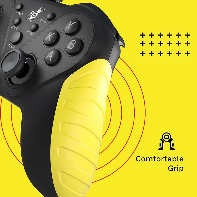 Redgear MS-150 Wired Gamepad with 2 Digital triggers, 2 Analog Sticks Ergonomic Design, 1.8 m Durable Cable, X Input and Direct Input(Punk Yellow)