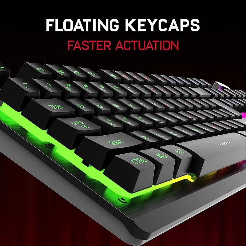 Redgear MT02 Keyboard with LED Modes, Windows Key Lock, Floating & Double Injected Keycaps (Black)