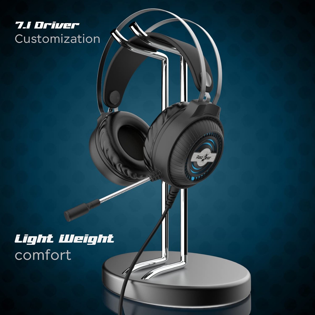 Redgear Trident Wired Over Ear Headphones with Mic (Black)