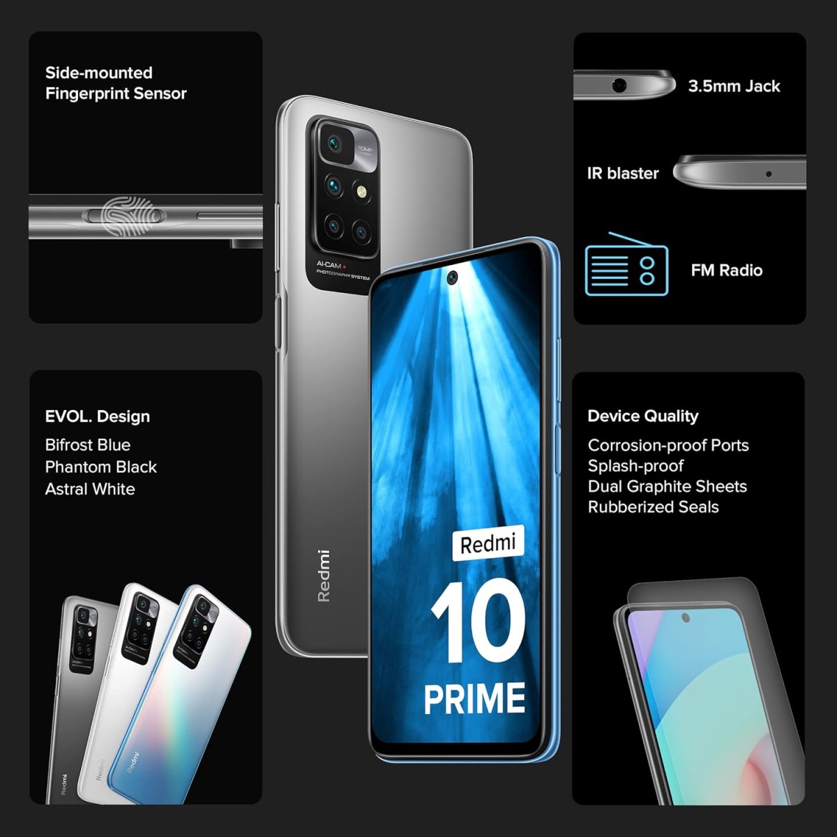 Redmi 10 Prime 2022 ( 4GB RAM, 64GB Storage) |Helio G88 with extendable RAM Upto 2GB |FHD+ 90Hz Adaptive Sync Display|50 MP Quad Camera (refurbished)