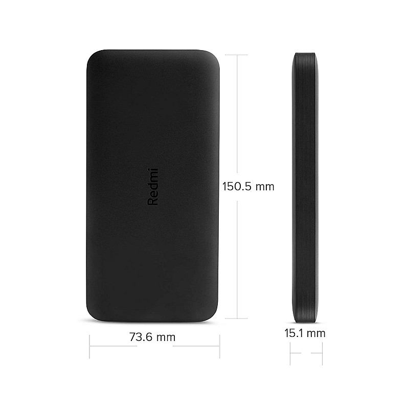 Redmi 10000 mAh Fast Charging Slim Power Bank Black, 10W Fast Charging, Dual Ports