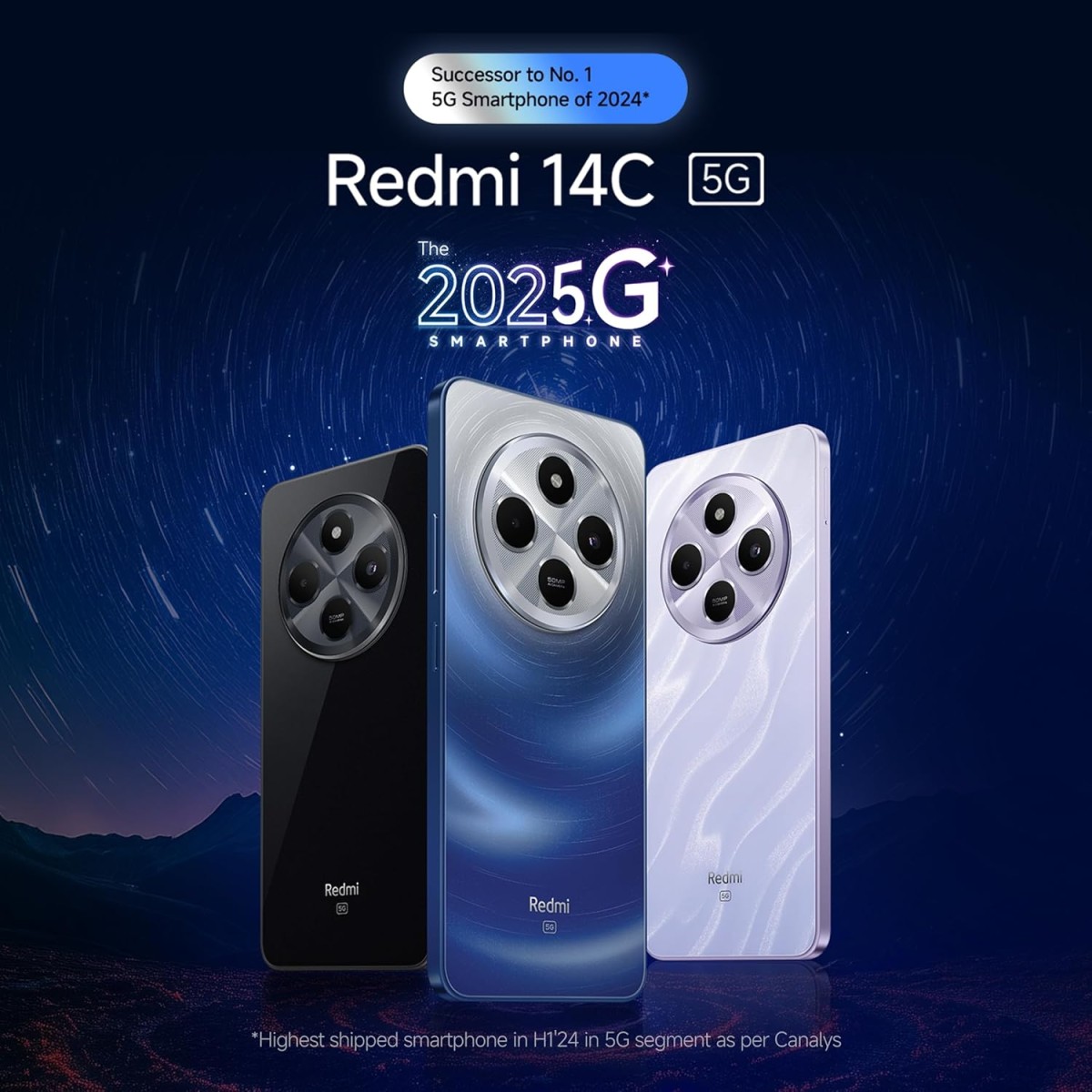 Redmi 14C 5G (Starlight Blue, 4GB RAM, 128GB Storage) | Superfast 4nm Snapdragon 4 Gen 2 | 120Hz 17.47cm (6.88”) Display | 5160mAh Battery | 50MP Dual Camera | Premium Starlight Design {open box}