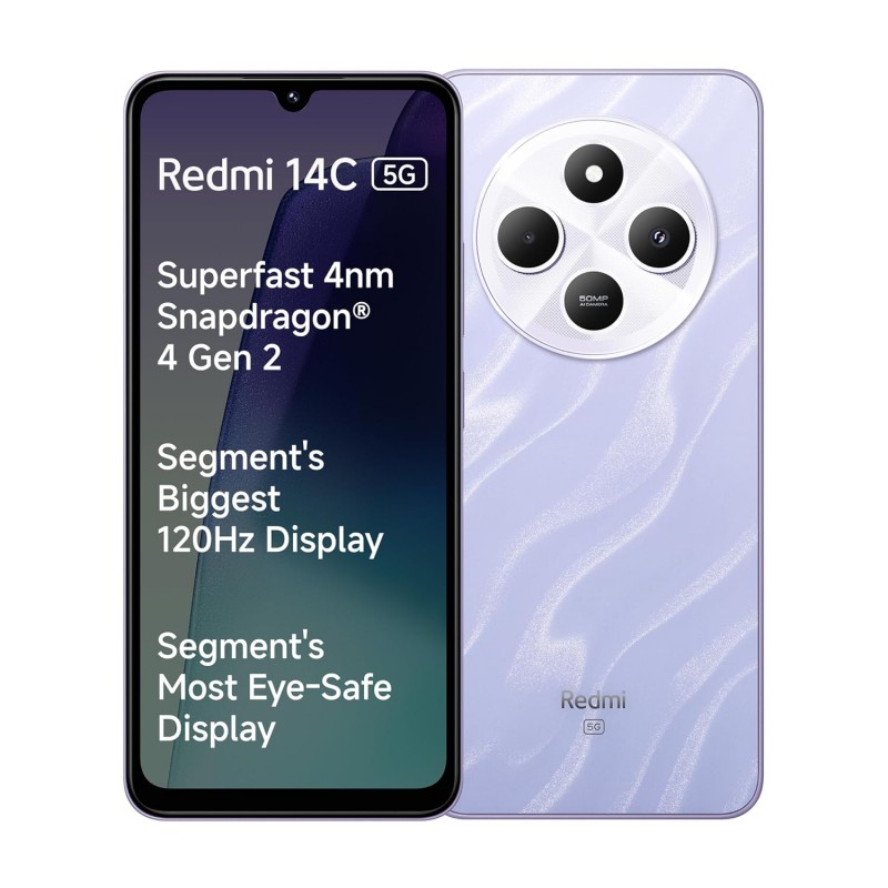Redmi 14C 5G (Starlight Blue, 4GB RAM, 128GB Storage) | Superfast 4nm Snapdragon 4 Gen 2 | 120Hz 17.47cm (6.88”) Display | 5160mAh Battery | 50MP Dual Camera | Premium Starlight Design {open box} Redmi 14C 5G (Starlight Blue, 4GB RAM, 128GB Storage) | Superfast 4nm Snapdragon 4 Gen 2 | 120Hz 17.47cm (6.88”) Display | 5160mAh Battery | 50MP Dual Camera | Premium Starlight Design {open box}