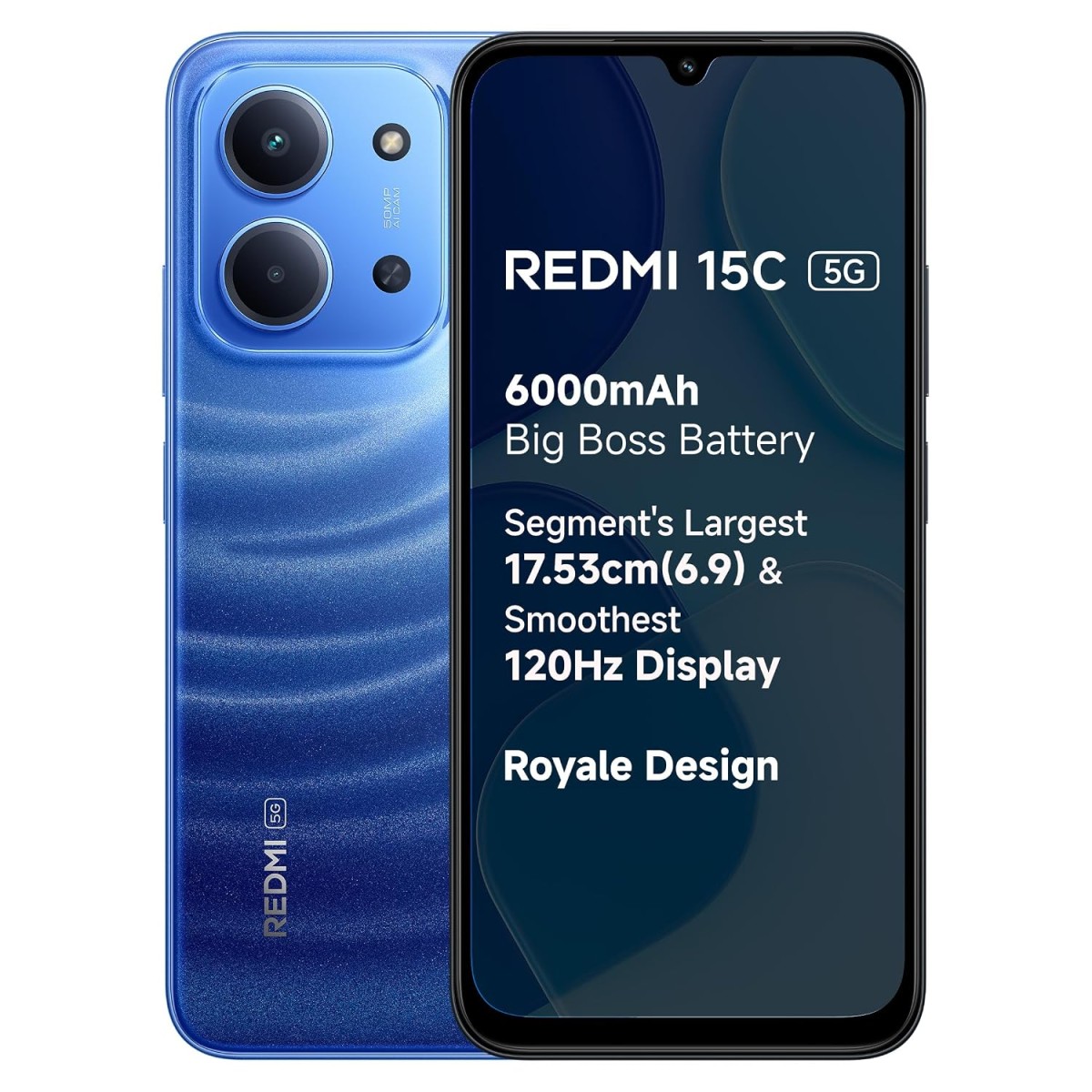 (Refurbished) Redmi 15C 5G Prime Edition Moonlight Blue 4GB + 128GB | Massive 6000mAh Battery | Segment's Largest Display 17.53cm Up to 120Hz