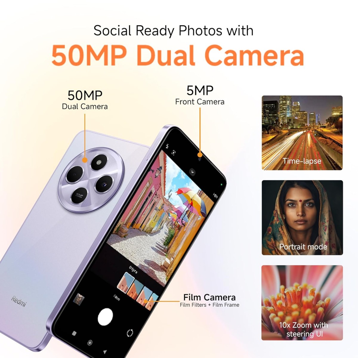 Redmi A4 5G (Sparkle Purple, 6GB RAM, 128GB Storage) | Global Debut SD 4s Gen 2 | Segment Largest 6.88in 120Hz | 50MP Dual Camera | 18W Fast Charging