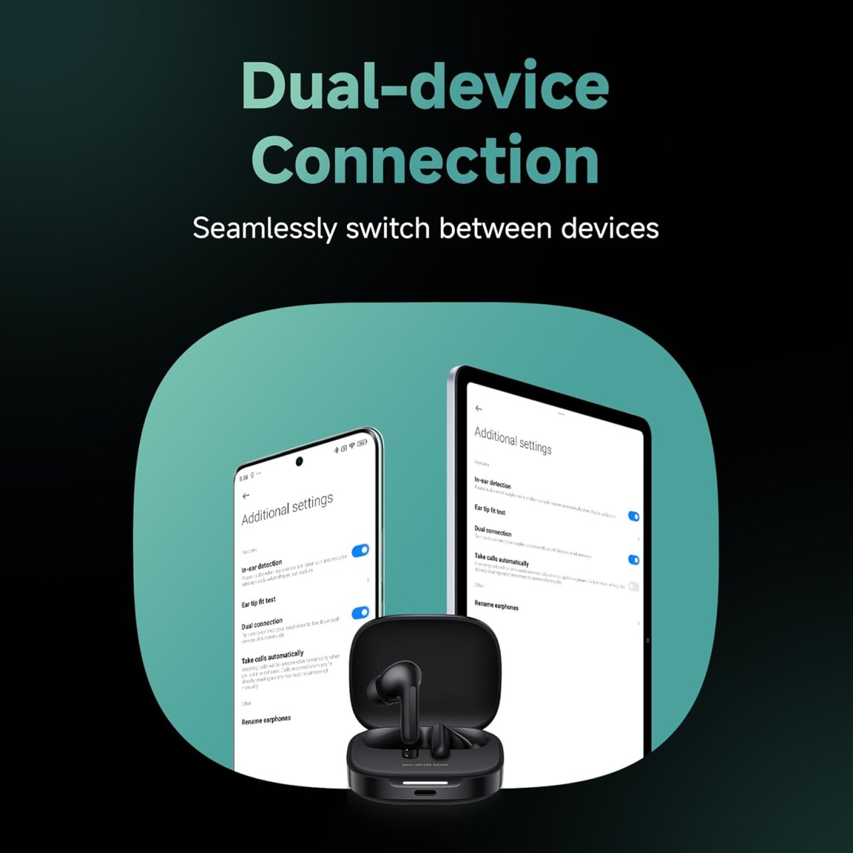 Redmi Buds 6, Dual Driver TWS in Ear Earbuds, 49dB Hybrid Active Noise Cancellation, Spatial Audio, Dual Device Connection, Quad Mic AI ENC, 42 Hrs Playtime, Custom EQ, Wireless Earbuds (Black)