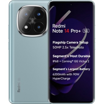 Redmi Note 14 Pro+ 5G (Spectre Blue, 8GB RAM+ 128GB Storage) | Snapdragon 7s Gen 3 Processor | AMOLED Display | Dual Nano-SIM | 6200mAh Battery