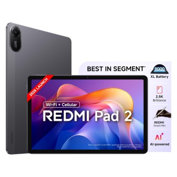 Redmi Pad 2 Wi-Fi + Cellular, Active Pen Support, 27.94cm(11") Model, 2.5K Sharp & Clear Display, 8GB, 256GB, All Day & More 9000mAh Battery, AI-Enabled, Dolby Atmos, HyperOS 2, Graphite Grey Redmi Pad 2 Wi-Fi + Cellular, Active Pen Support, 27.94cm(11") Model, 2.5K Sharp & Clear Display, 8GB, 256GB, All Day & More 9000mAh Battery, AI-Enabled, Dolby Atmos, HyperOS 2, Graphite Grey