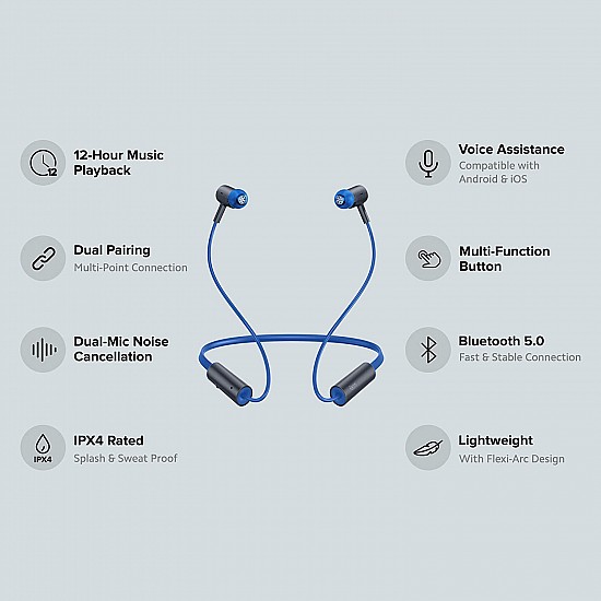 Redmi SonicBass Neckband Bluetooth Headset (Blue)