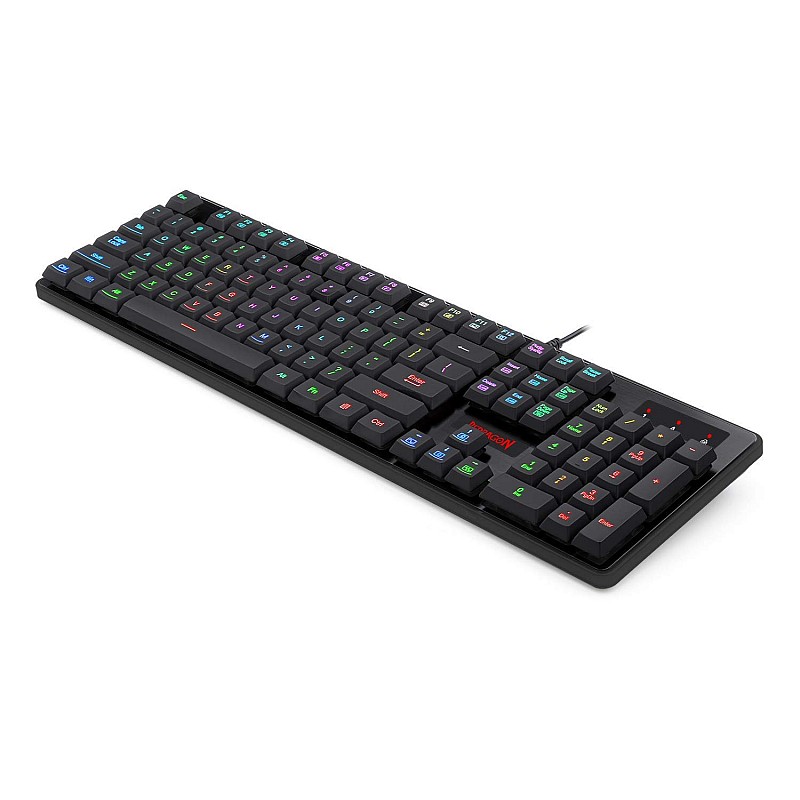 Redragon dyaus k509 wired semi mechanical gaming keyboard with 7 rgb backlit colors on keys & without edge side light illumination (black)