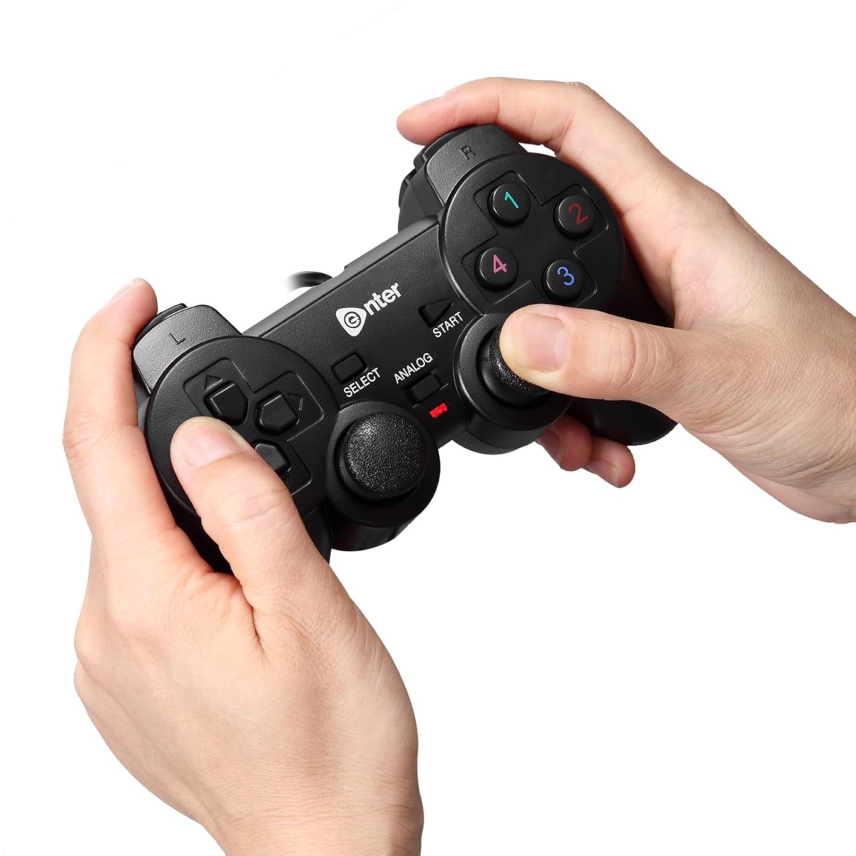 Enter GPV10 Wired USB Gamepad Controller with Dual Vibration, Compatible with PC/Windows/PS3/ Android TV