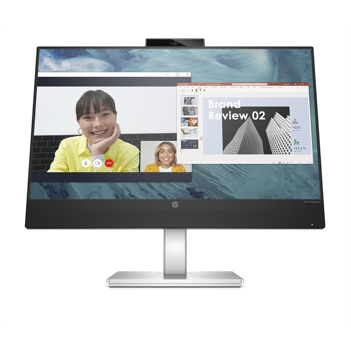 HP M24 23.8-inch(60.45 cm) FHD IPS 3-Sided Micro-Edge Screen, Eyesafe Certified,AMD FreeSync, 5 MP Webcam,75Hz, 99% sRGB,Flicker Free, 1xHDMI 1.4, 300 nits(459J4AA), M24 Webcam Monitor, Black