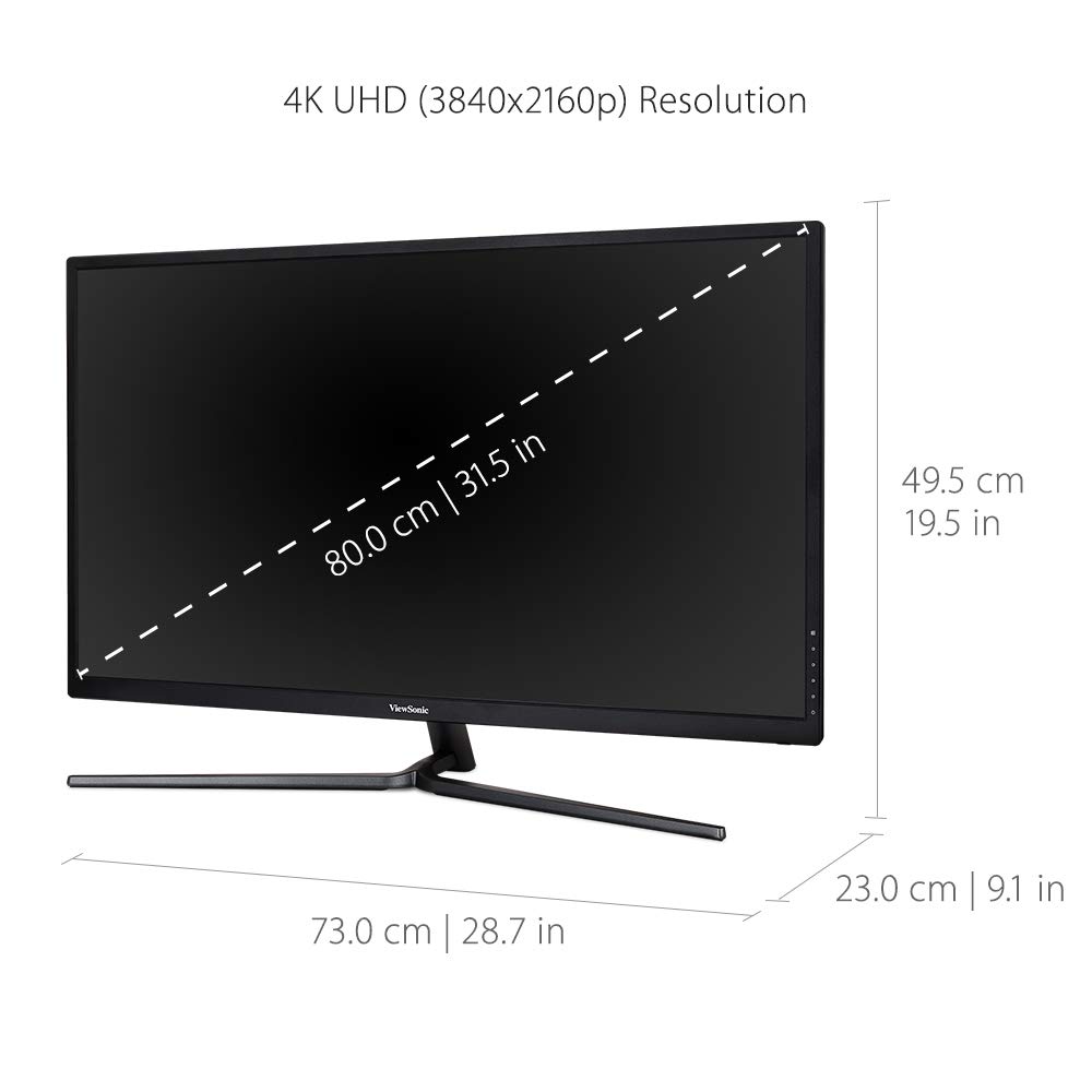 ViewSonic VX3211-4K-MHD 32 inch VA Technology 4K Ultra HD Resolution Monitor (Dual HDMI, DP Port, 300 nits Brightness, Dual Speakers, PIP Enabled, HDR10, AMD FreeSync, 95% NTSC, Stylish),