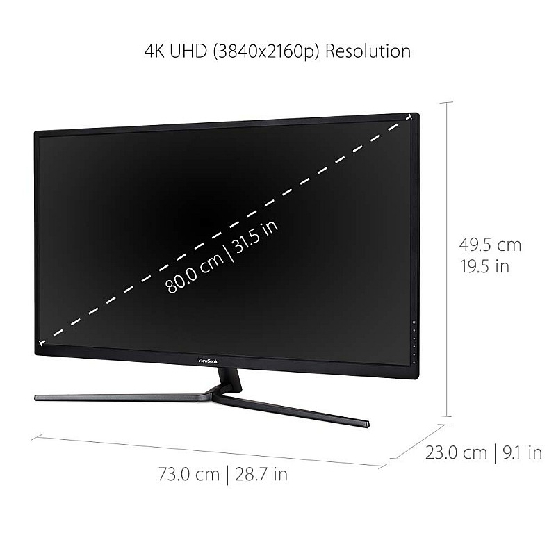 ViewSonic VX3211-4K-MHD 32 inch VA Technology 4K Ultra HD Resolution Monitor (Dual HDMI, DP Port, 300 nits Brightness, Dual Speakers, PIP Enabled, HDR10, AMD FreeSync, 95% NTSC, Stylish), 