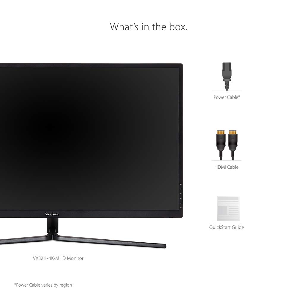 ViewSonic VX3211-4K-MHD 32 inch VA Technology 4K Ultra HD Resolution Monitor (Dual HDMI, DP Port, 300 nits Brightness, Dual Speakers, PIP Enabled, HDR10, AMD FreeSync, 95% NTSC, Stylish),