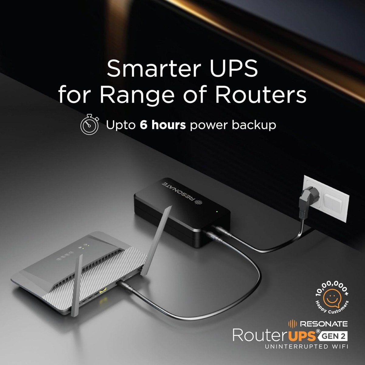 Resonate RouterUPS Gen2 | Original Router UPS for 12V WiFi Router & Modem (Supports up to 2A) (7800mAh - 95% Longer Power Backup) Resonate RouterUPS Gen2 | Original Router UPS for 12V WiFi Router & Modem (Supports up to 2A) (7800mAh - 95% Longer Power Backup)