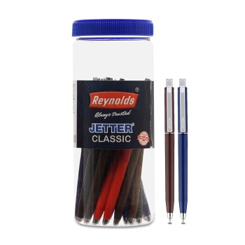 Reynolds JETTER CLASSIC BLUE 20 PENS, JAR Ball Pen I Lightweight Ball Pen With Comfortable Grip 