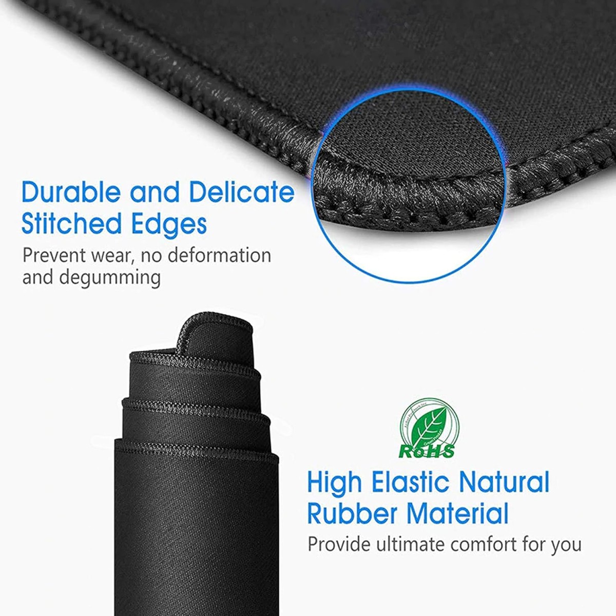 RiaTech 3mm Thickness Extra Large Size (900x400mm) Speed Type Extended Gaming Mouse Pad with Stitched Embroidery Edge, Non-Slip Rubber Base Desk Mat for Laptop/Computer Office (Black)