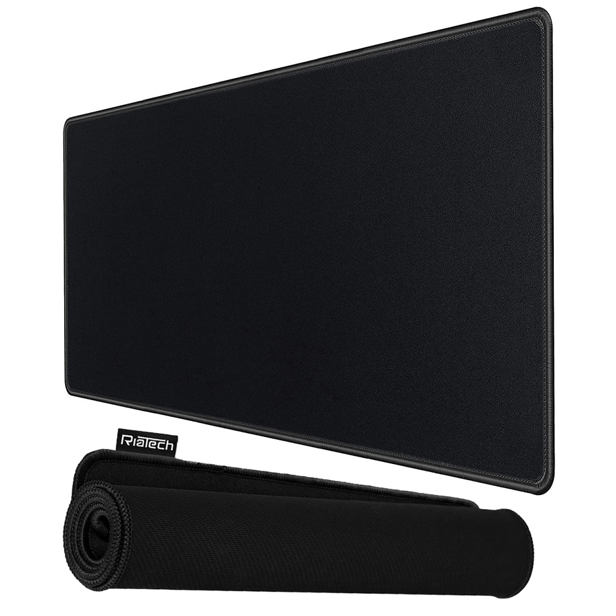 RiaTech 3mm Thickness Extra Large Size (900x400mm) Speed Type Extended Gaming Mouse Pad with Stitched Embroidery Edge, Non-Slip Rubber Base Desk Mat for Laptop/Computer Office (Black)