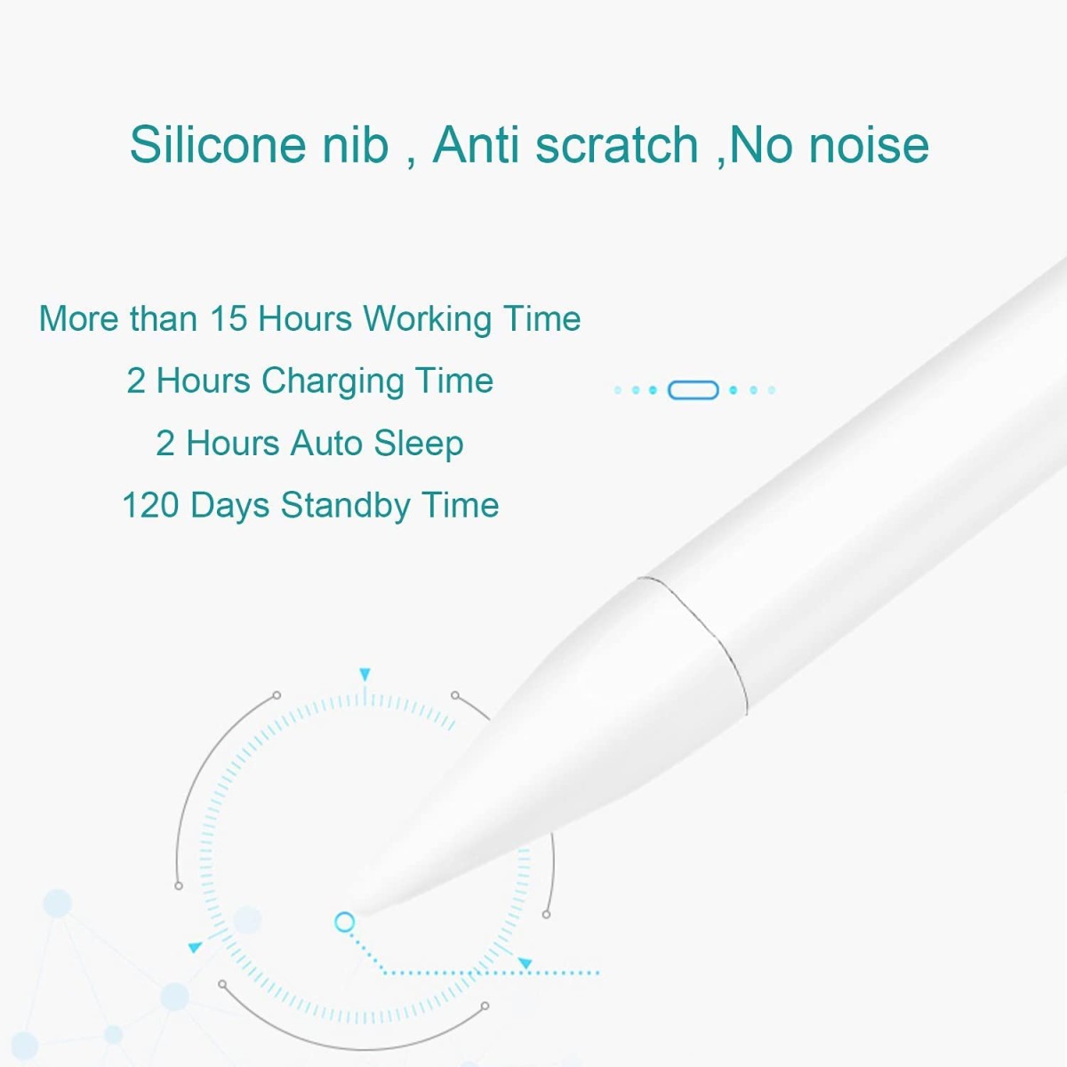 Robustrion Active Stylus with Palm Rejection and Tilt Sensor Pencil Alternative Compatible with Apple iPad 6th 7th 8th 9th Generation 10.2 inch