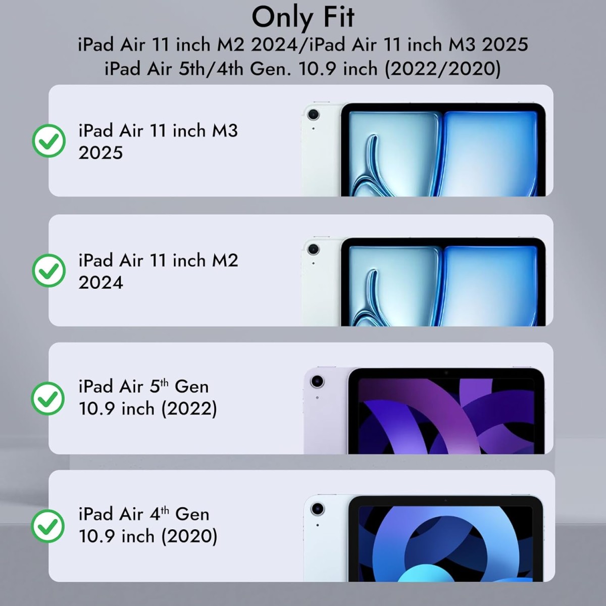 Robustrion Case Cover for iPad Air 11 inch Cover M3 / M2 / iPad Air 5th Generation Cover/iPad Air 4th Generation with [Pencil Holder] for iPad Air 11 inch M3 M2 6th 7th Gen/Air 4 5 10.9" - Black