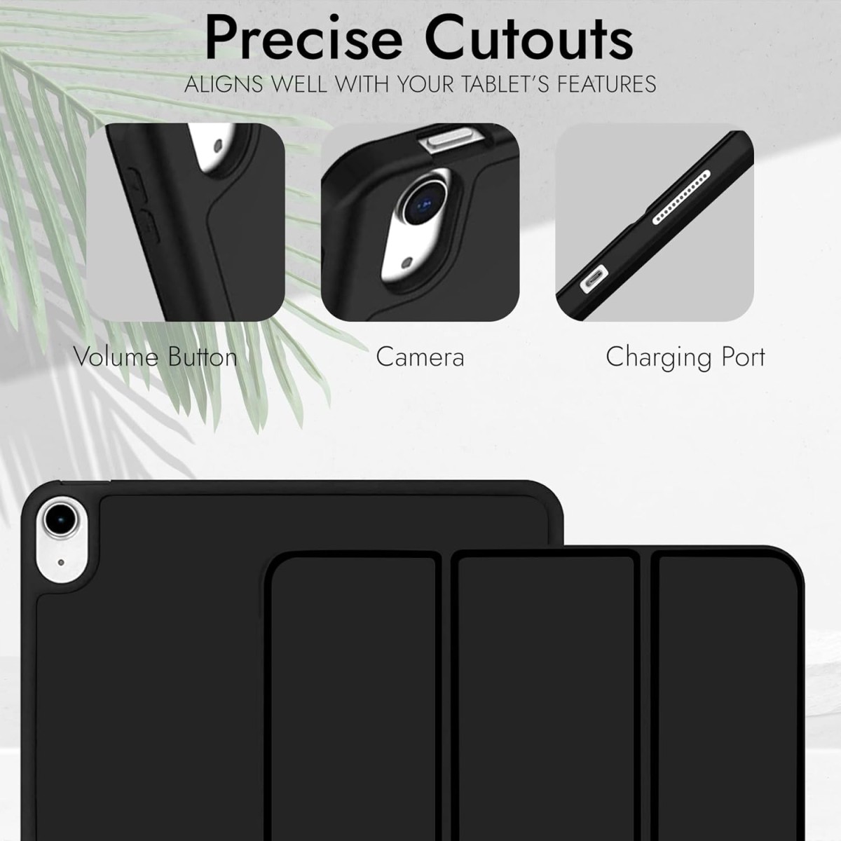 Robustrion Case Cover for iPad Air 11 inch Cover M3 / M2 / iPad Air 5th Generation Cover/iPad Air 4th Generation with [Pencil Holder] for iPad Air 11 inch M3 M2 6th 7th Gen/Air 4 5 10.9" - Black