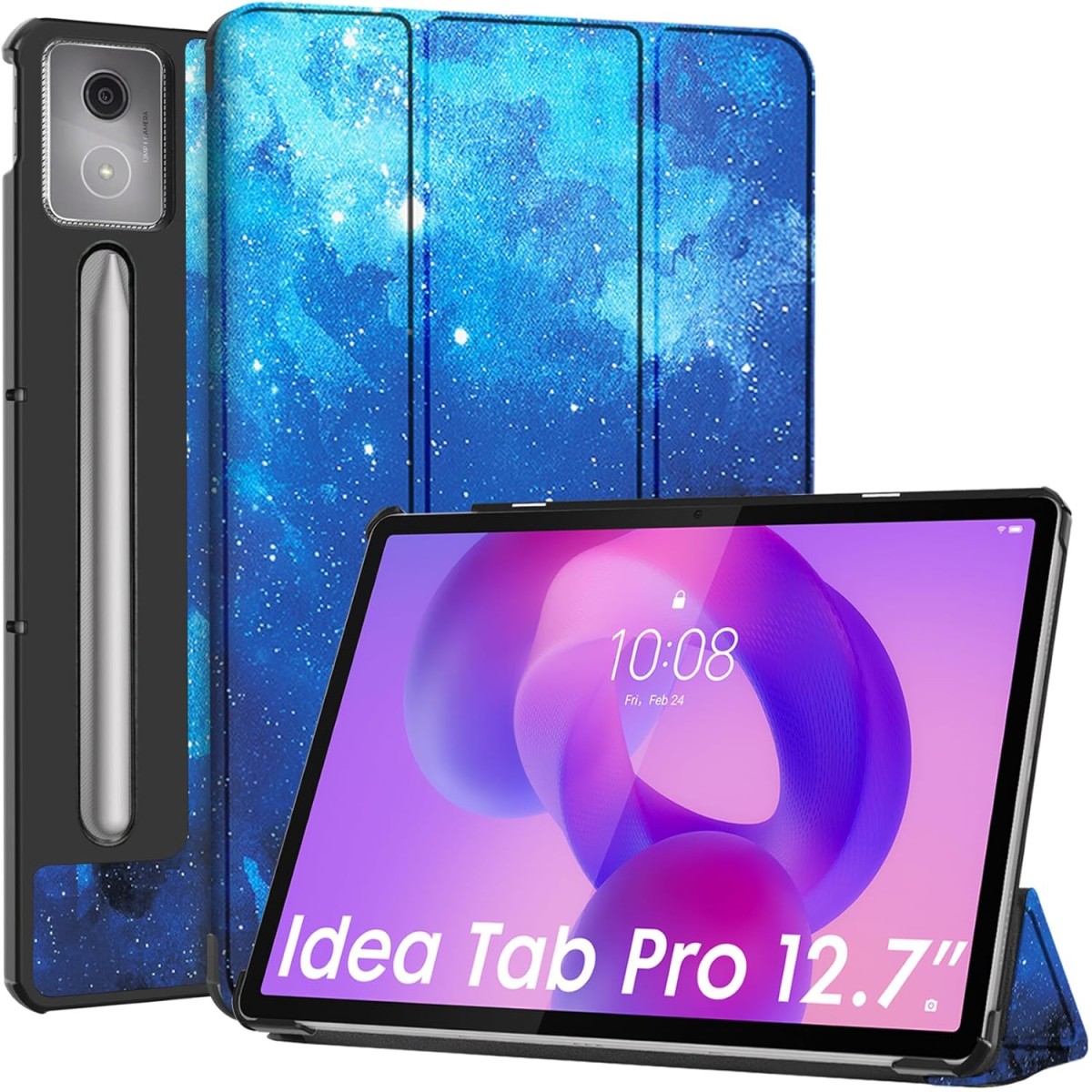 Robustrion Case for Lenovo Idea Tab Pro 12.7 inch Cover Case, Trifold Flip Cover for Lenovo Idea Tab Pro Case 12.7 inch [Auto Sleep Wake Support] - Stars