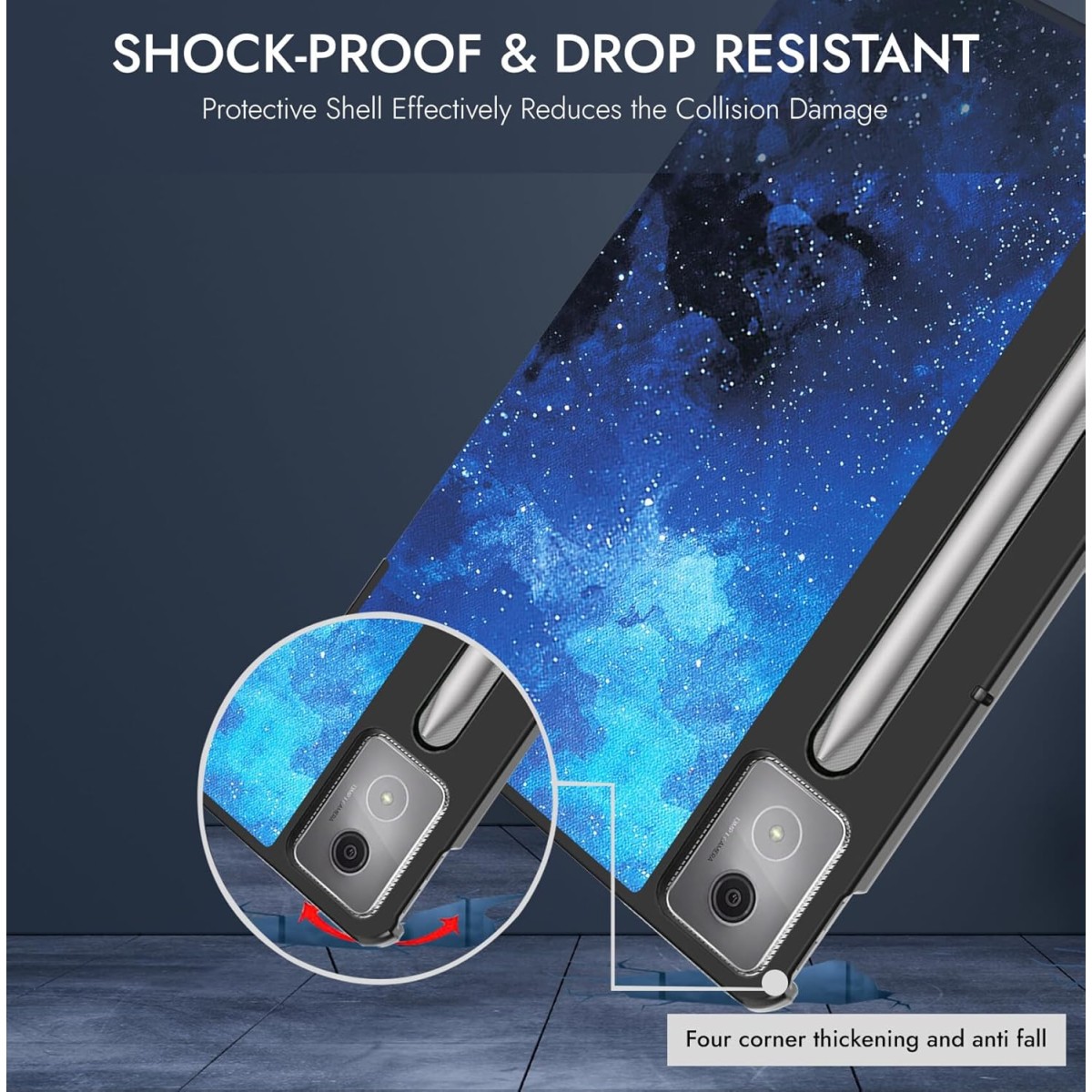 Robustrion Case for Lenovo Idea Tab Pro 12.7 inch Cover Case, Trifold Flip Cover for Lenovo Idea Tab Pro Case 12.7 inch [Auto Sleep Wake Support] - Stars
