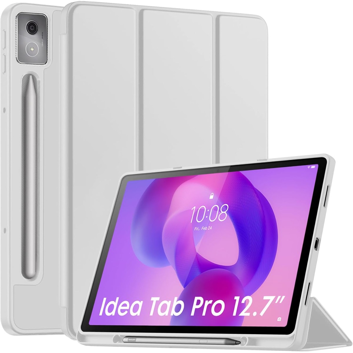 Robustrion Case for Lenovo Idea Tab Pro 12.7 inch Cover Case with [Pencil Holder] [Soft Flexible Case] for Lenovo Idea Tab Pro Cover 12.7 inch [Auto Sleep Wake Support] - Grey