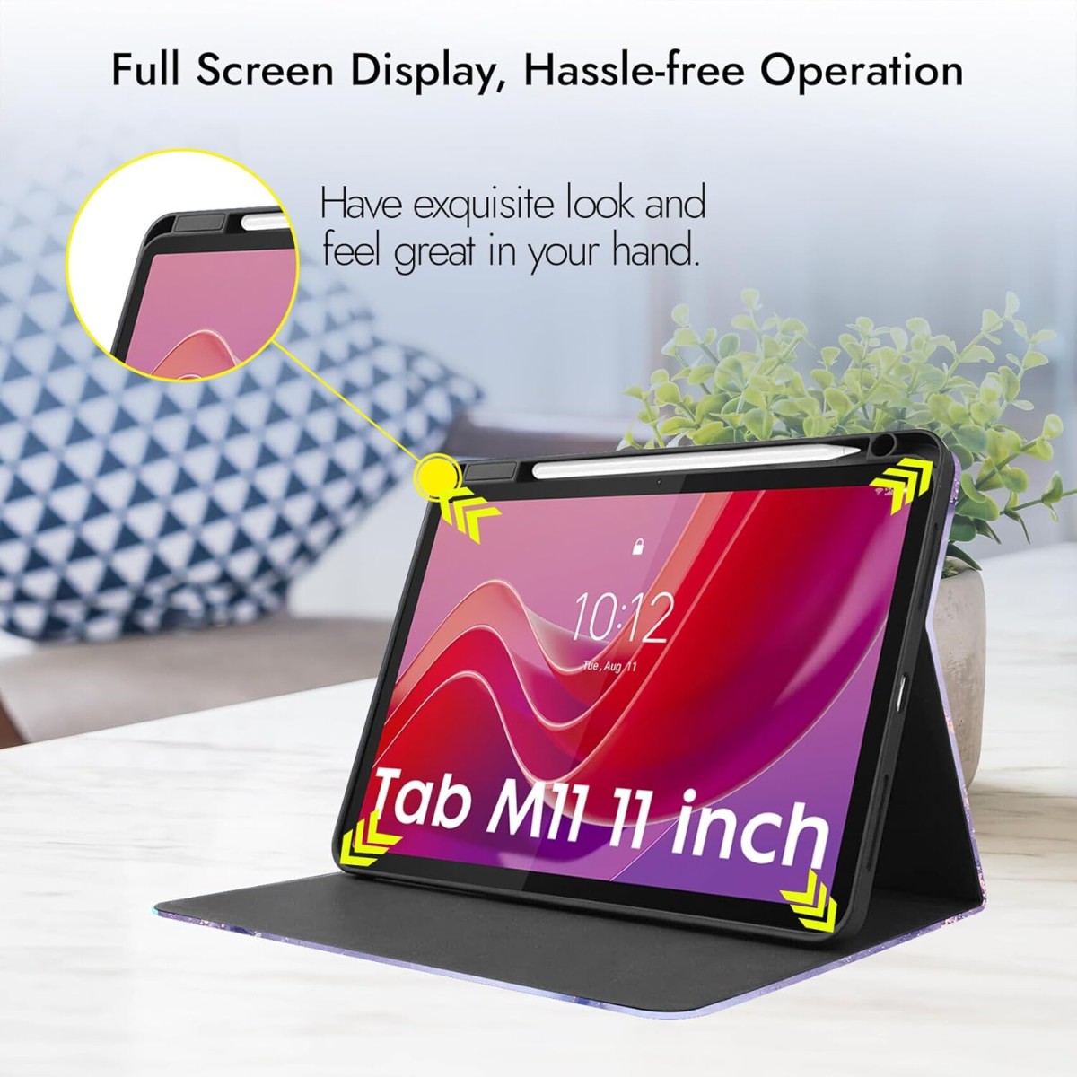 Robustrion Cover Case for Lenovo Tab M11 11 inch Cover, Folio Cover Case with [Pencil Holder] [Auto Sleep Wake] for Lenovo Tab M11 Tablet Cover - Marble Lilac