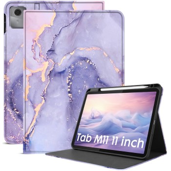 Robustrion Cover Case for Lenovo Tab M11 11 inch Cover, Folio Cover Case with [Pencil Holder] [Auto Sleep Wake] for Lenovo Tab M11 Tablet Cover - Marble Lilac