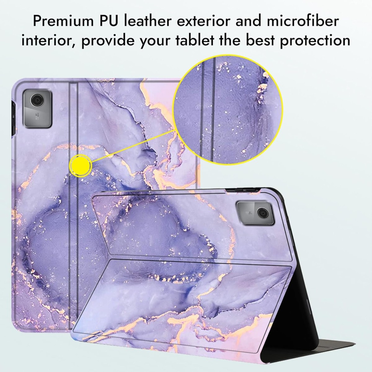 Robustrion Cover Case for Lenovo Tab M11 11 inch Cover, Folio Cover Case with [Pencil Holder] [Auto Sleep Wake] for Lenovo Tab M11 Tablet Cover - Marble Lilac