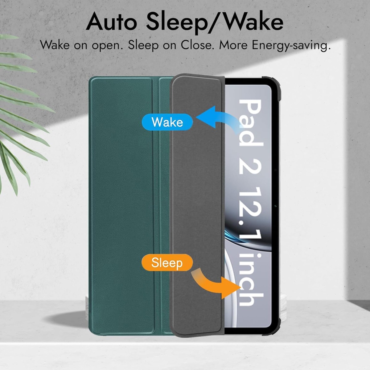 Robustrion Cover Case for OnePlus Pad 2 12.1 inch Cover, Flip Cover Case for OnePlus Pad 2 12.1 inch [Auto Sleep Wake Support] - Dark Green