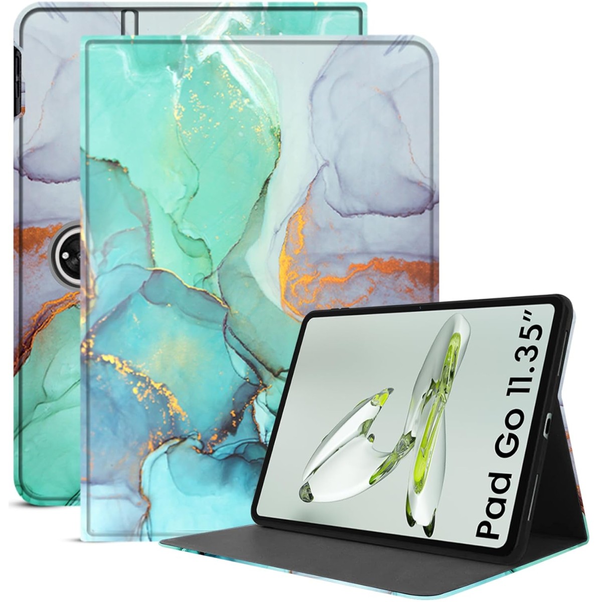 Robustrion Cover for OnePlus Pad Go 11.35 inch Case Cover, Folio Cover Case for OnePlus Pad Go 11.35 inch - Marble Green