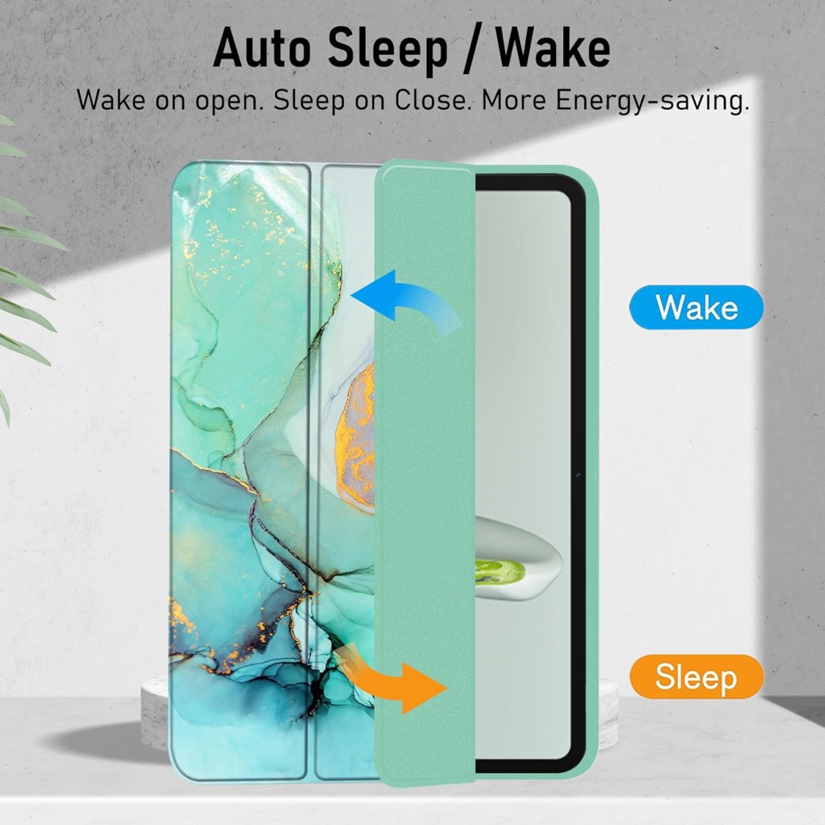 Robustrion Cover for OnePlus Pad Go 11.35 inch Cover Case, Hybrid Flip Case Cover for OnePlus Pad Go 11.35 inch [Support Auto Sleep Wake] - Marble Green