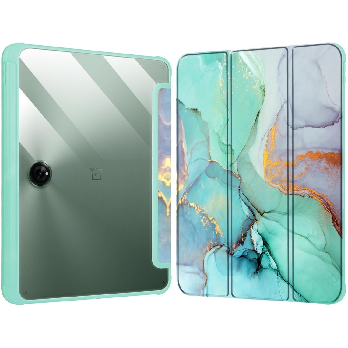 Robustrion Cover for OnePlus Pad Go 11.35 inch Cover Case, Hybrid Flip Case Cover for OnePlus Pad Go 11.35 inch [Support Auto Sleep Wake] - Marble Green