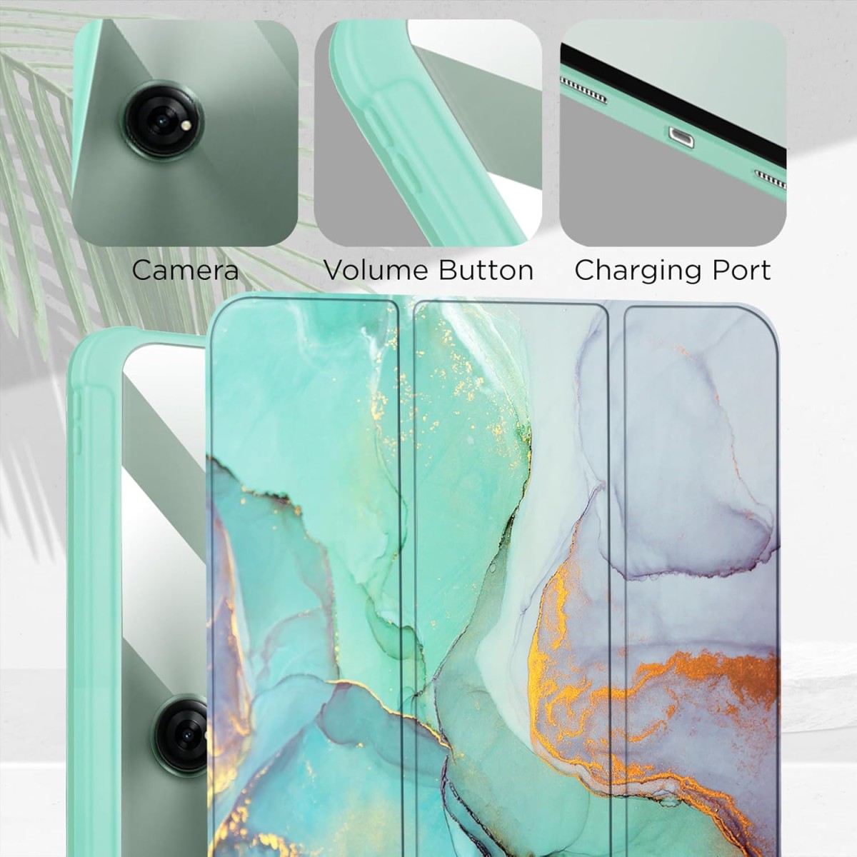 Robustrion Cover for OnePlus Pad Go 11.35 inch Cover Case, Hybrid Flip Case Cover for OnePlus Pad Go 11.35 inch [Support Auto Sleep Wake] - Marble Green