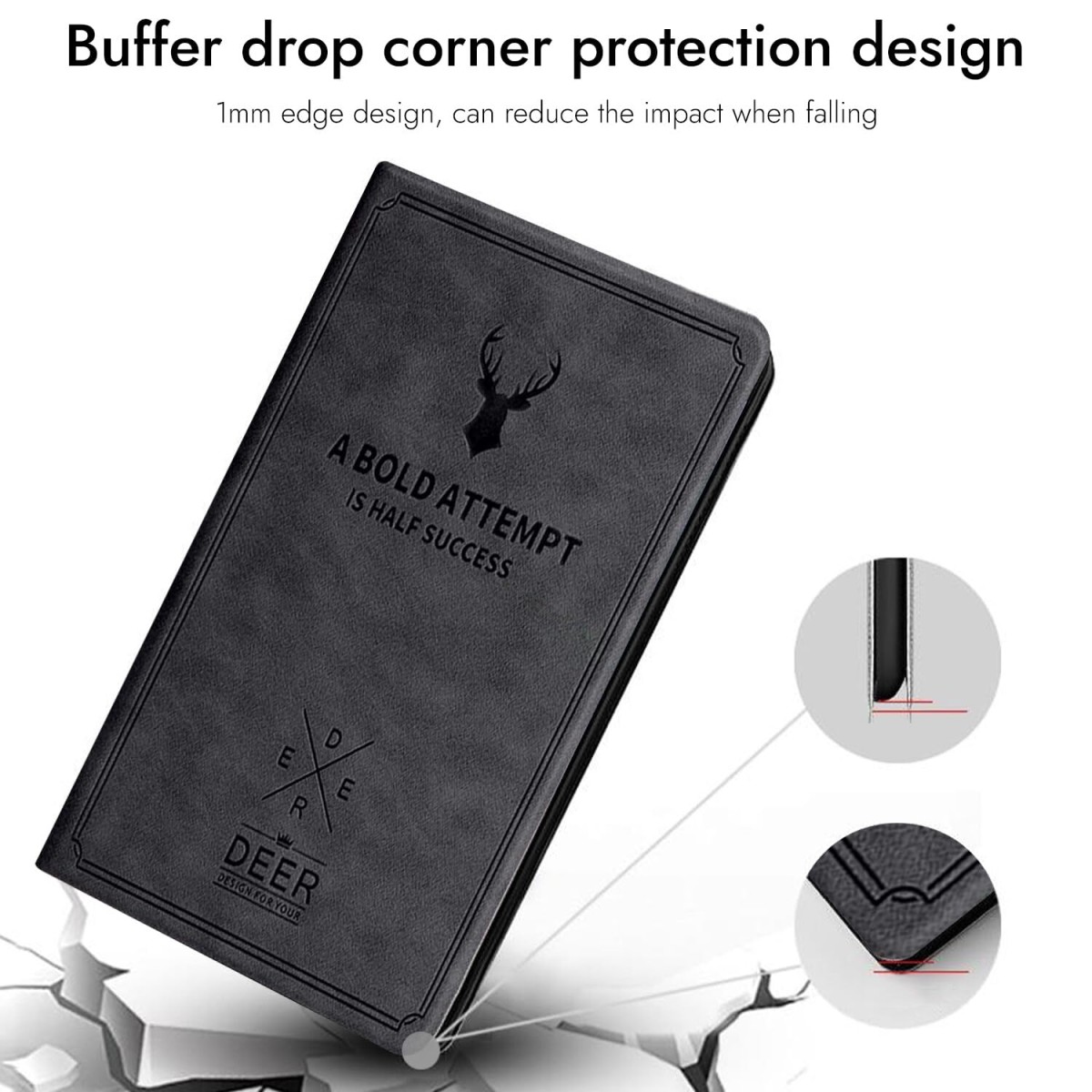 Robustrion Cover for Realme Pad 2 Lite 11 inch Cover Case, Deer Flip Cover for Realme Pad 2 Lite 11 inch Tablet- Black